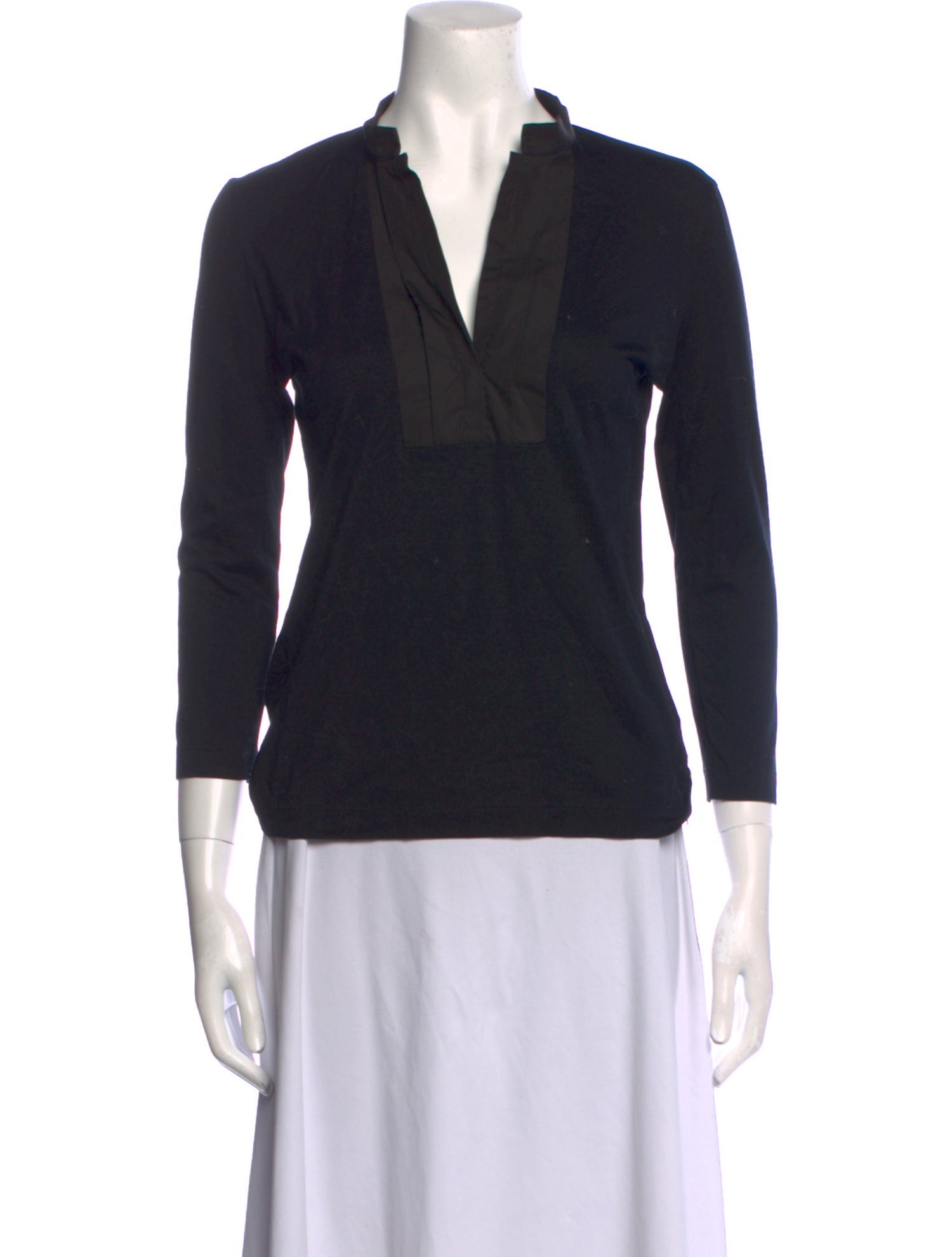 Akris Punto V-Neck Three-Quarter Sleeve Top