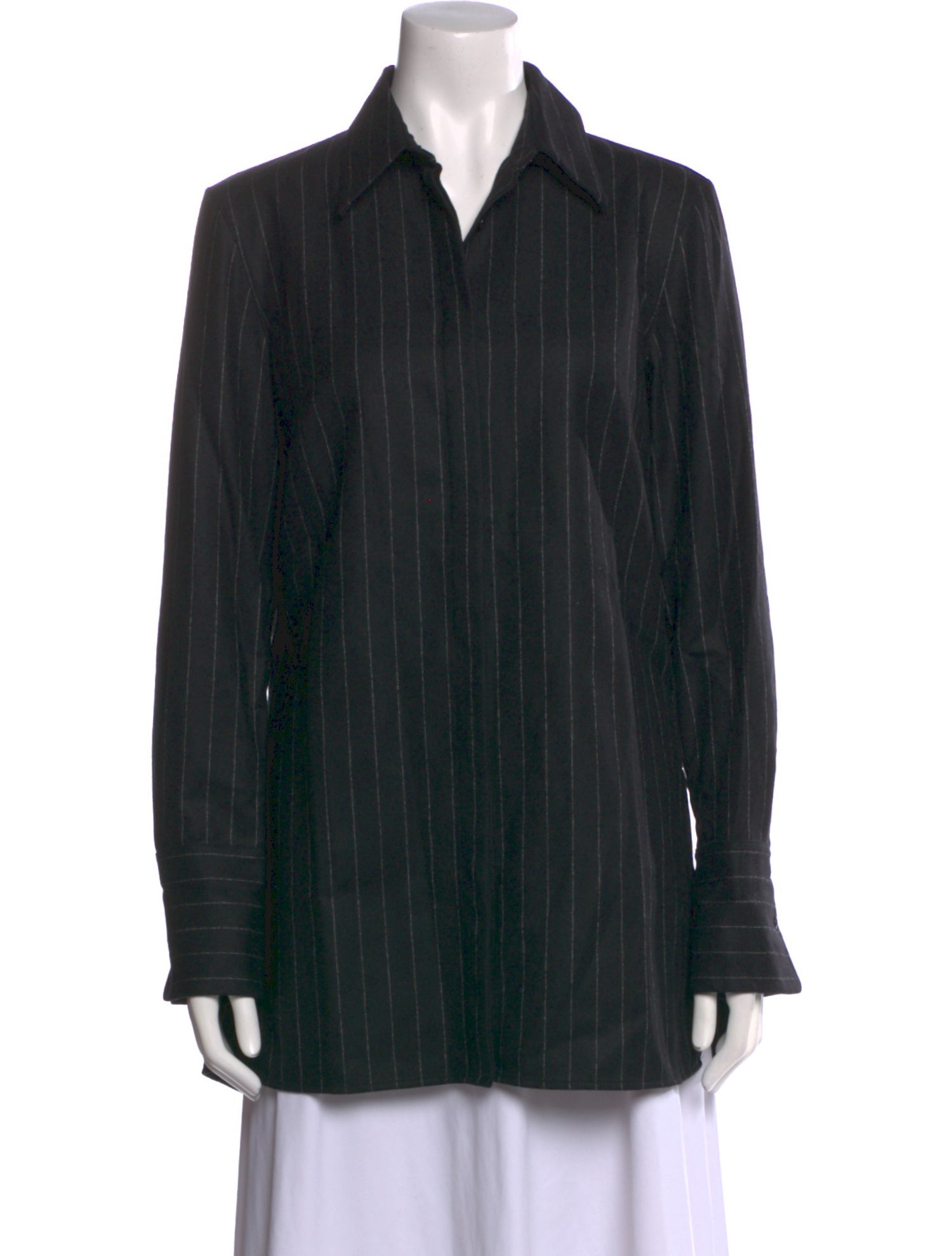 Akris Punto Wool Long Sleeve Button-Up Top