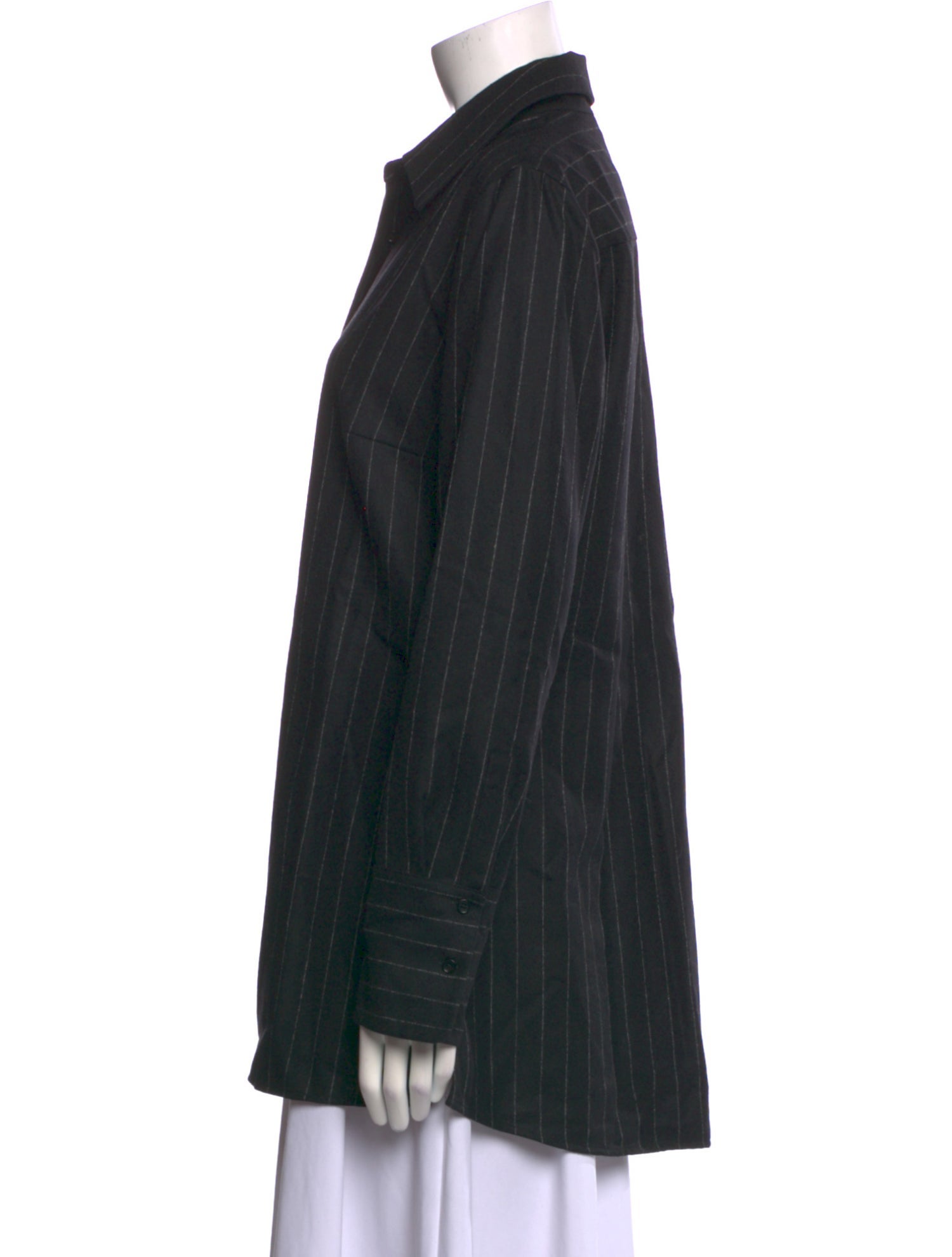 Akris Punto Wool Long Sleeve Button-Up Top