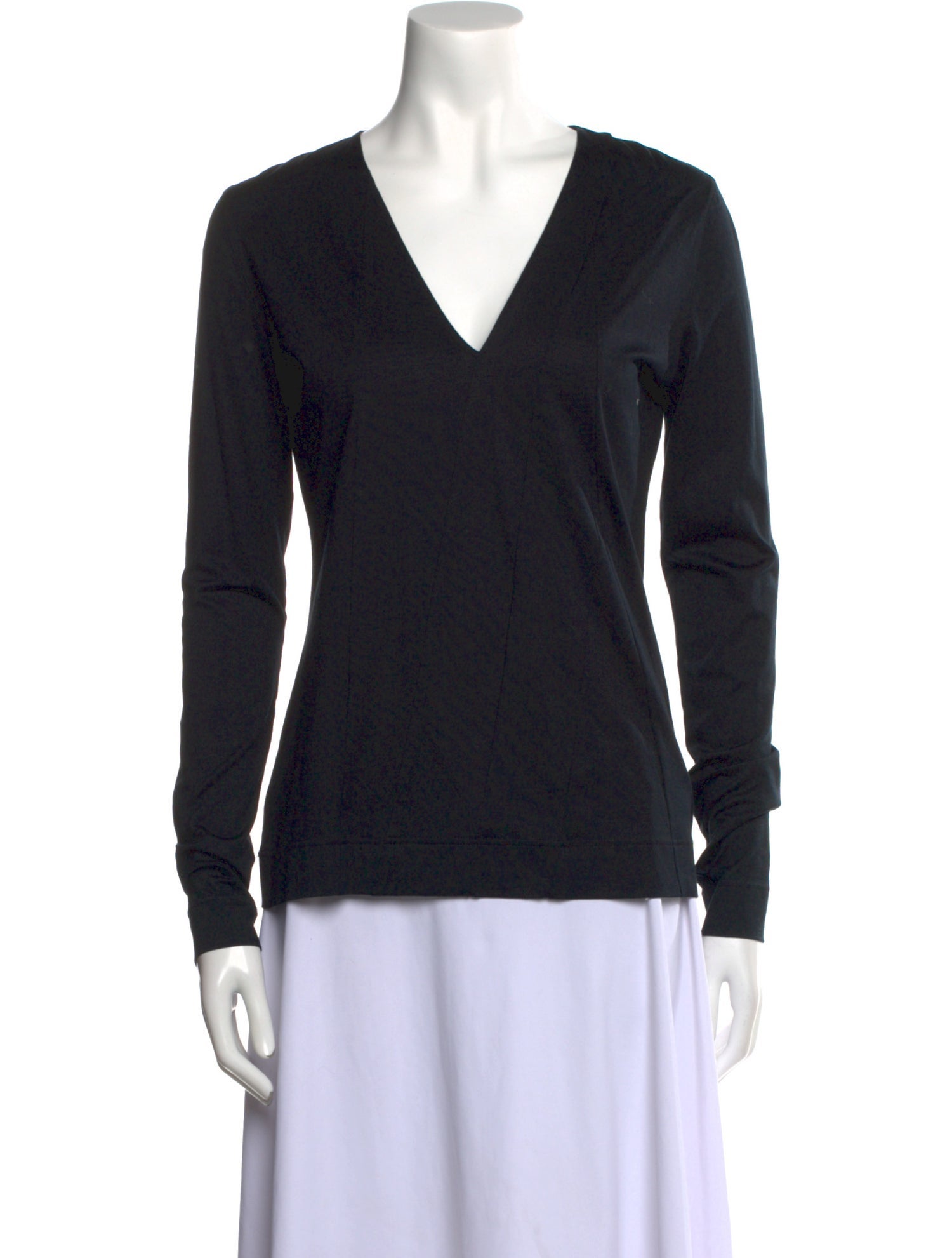 Akris Punto V-Neck Long Sleeve Top