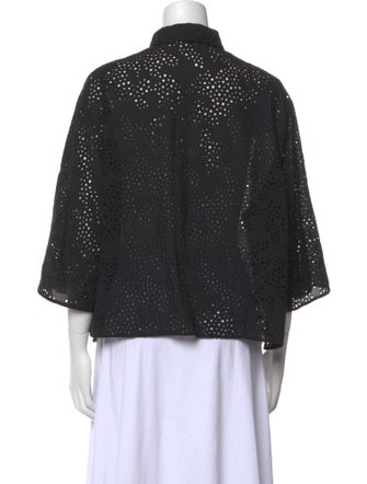 Akris Punto Three-Quarter Sleeve Button-Up Top