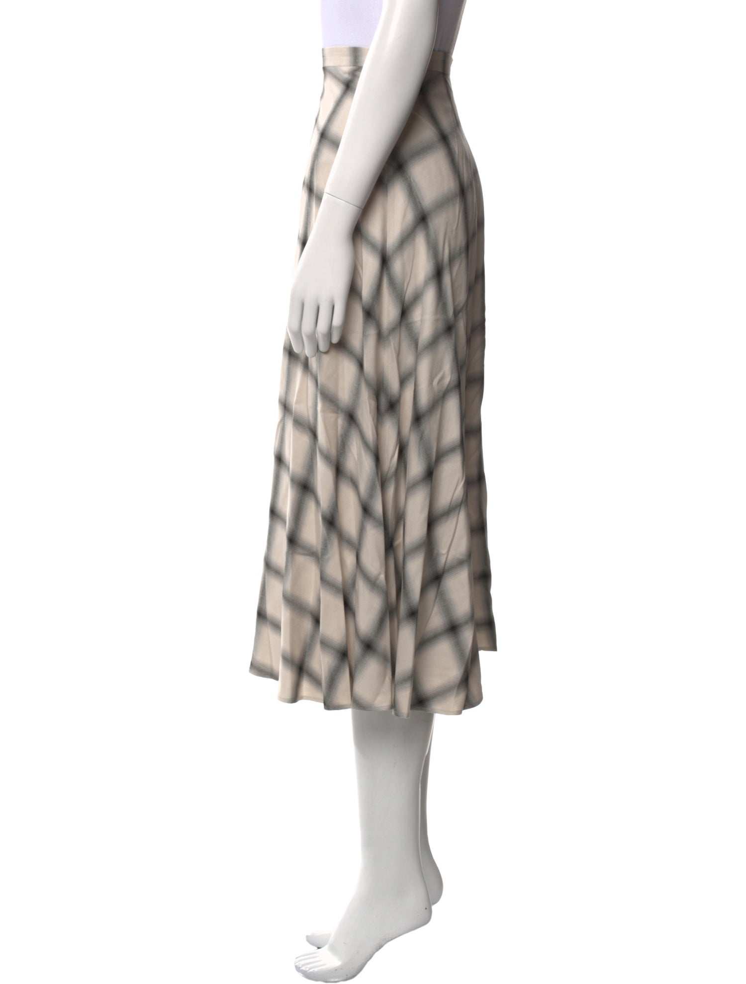 Akris Punto Plaid Print Midi Length Skirt