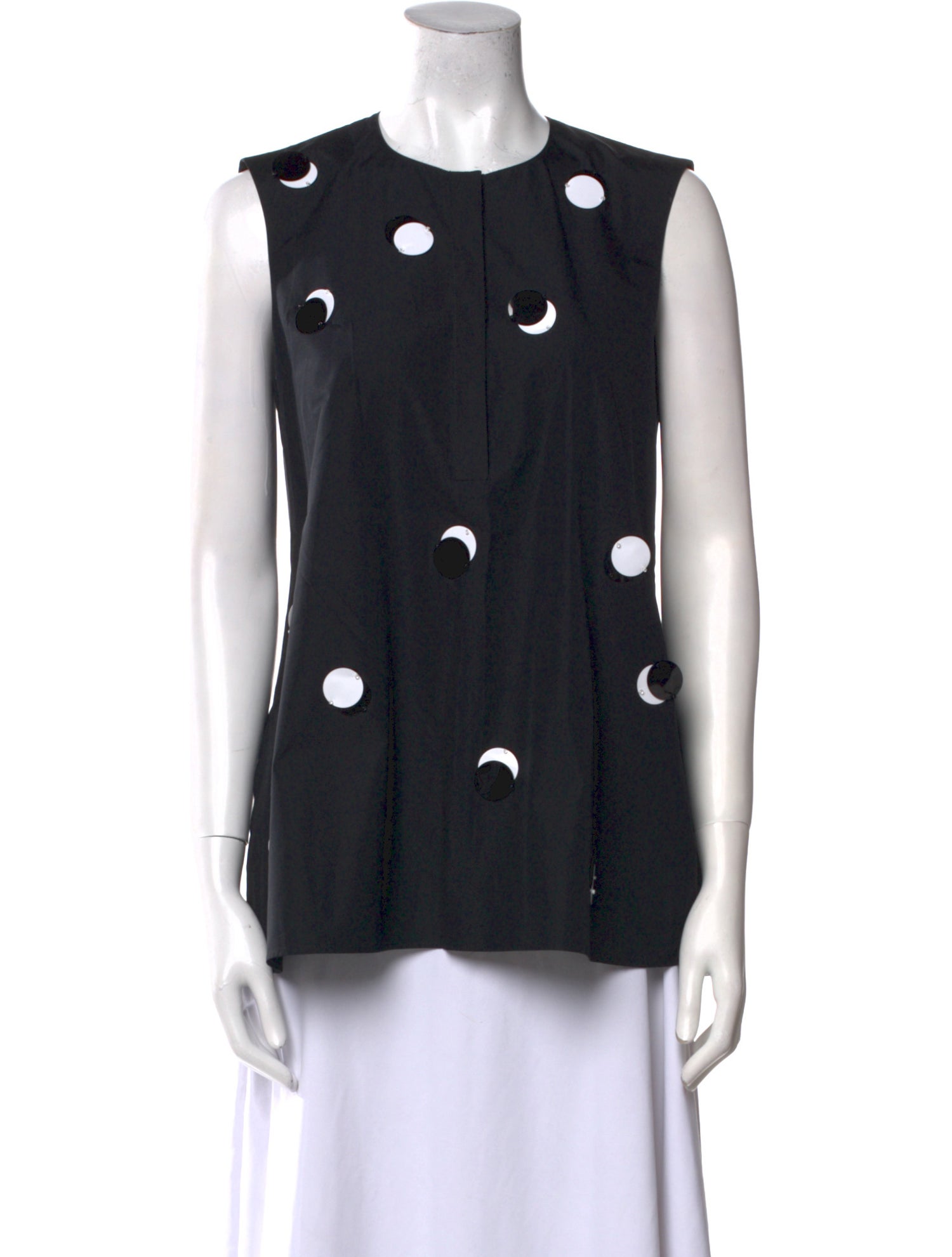 Akris Punto Polka Dot Print Crew Neck Top