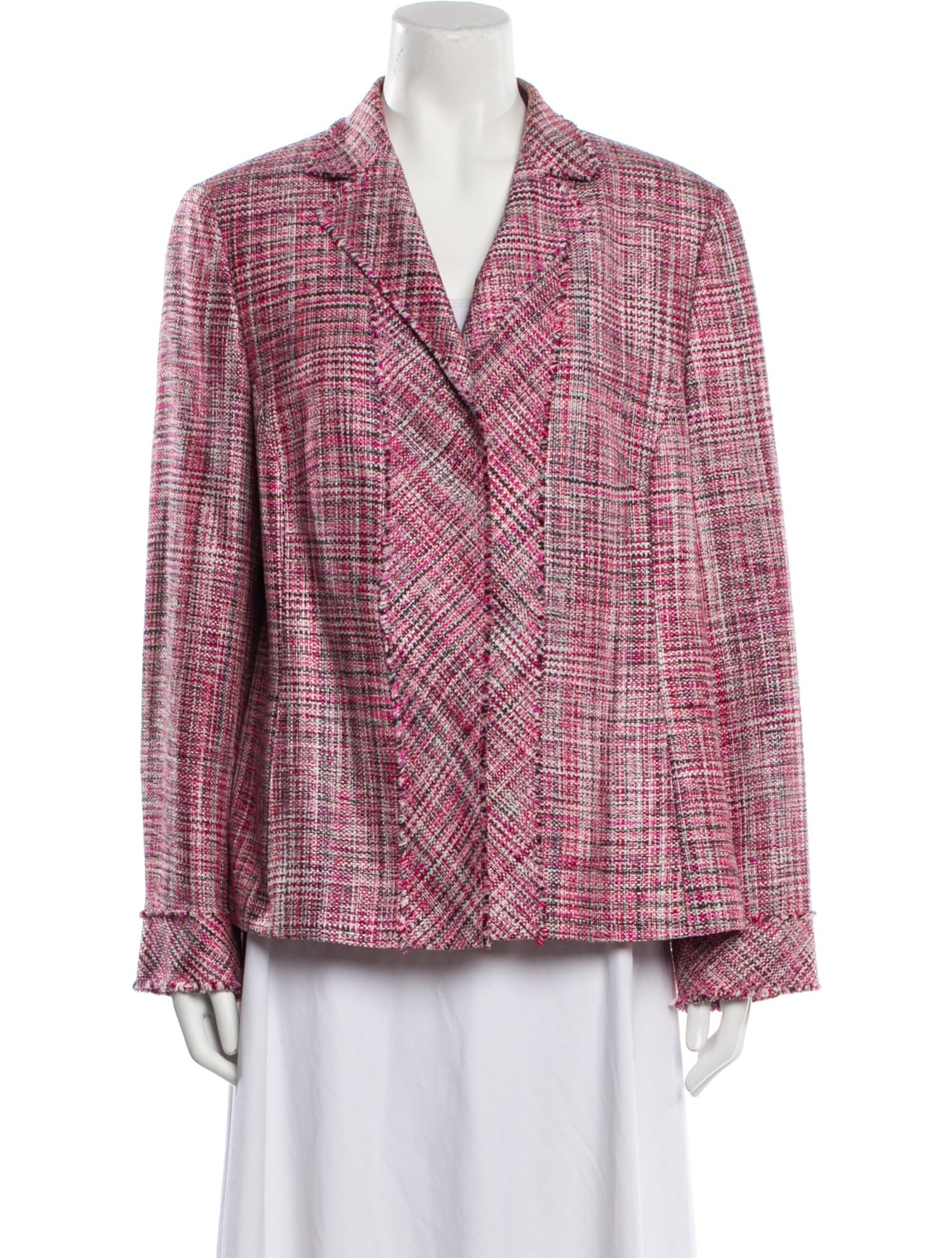 Akris Punto Tweed Pattern Raw-Edge Trim Skirt Set