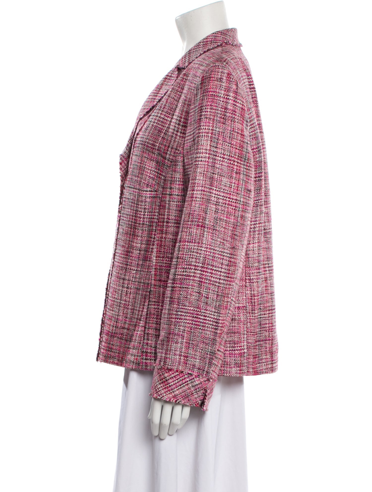 Akris Punto Tweed Pattern Raw-Edge Trim Skirt Set