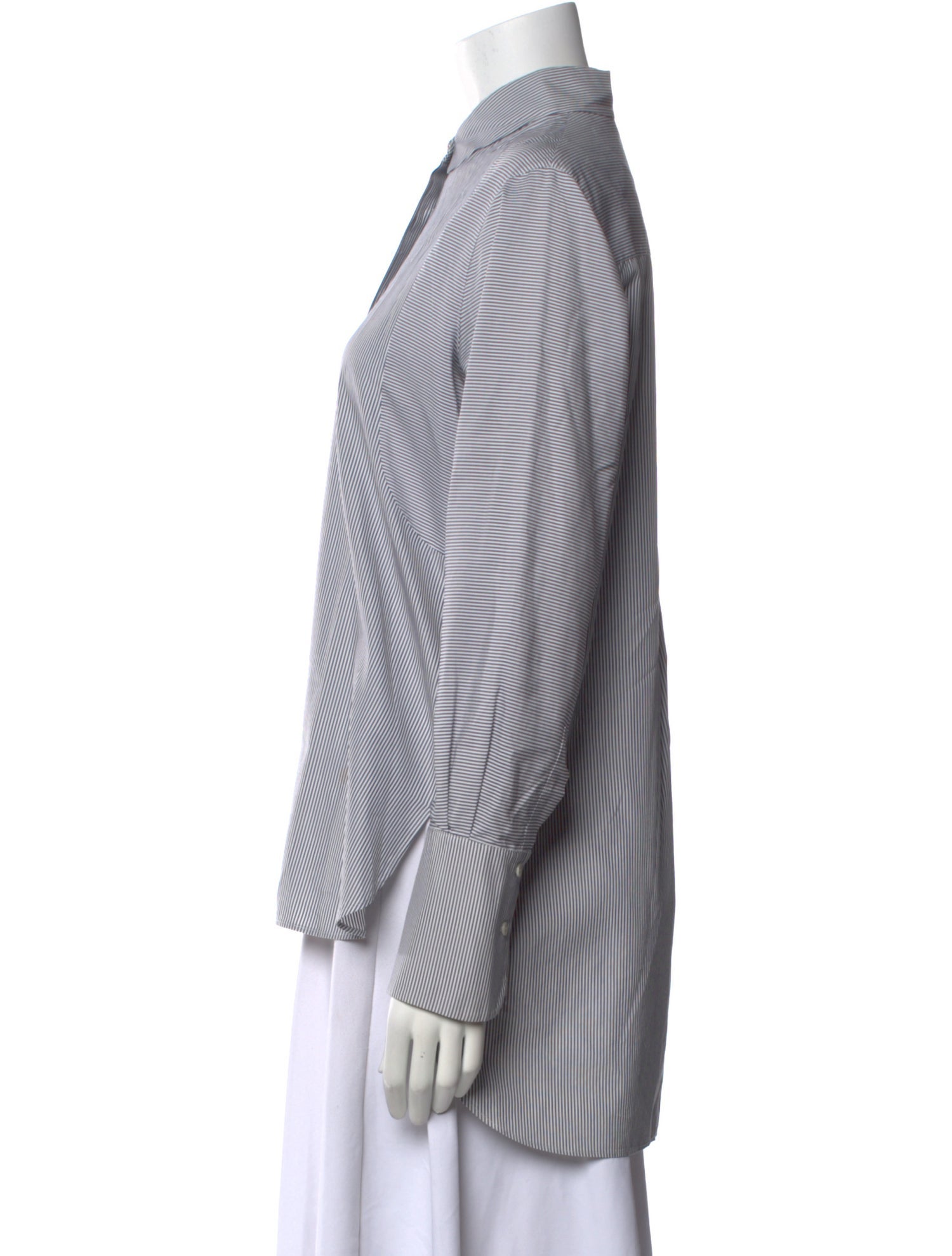 Akris Punto Striped Long Sleeve Button-Up Top