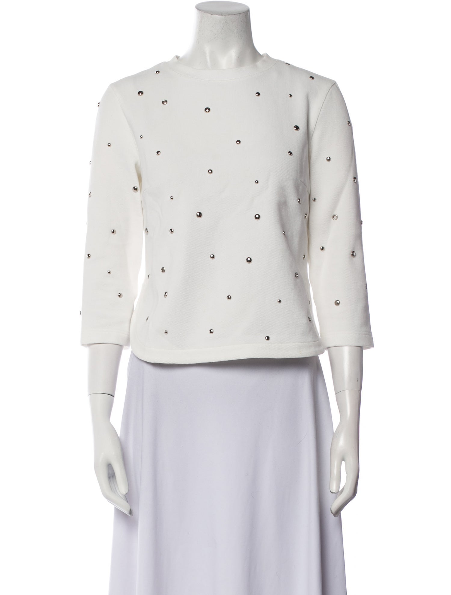 Akris Punto Polka Dot Print Crew Neck Crop Top