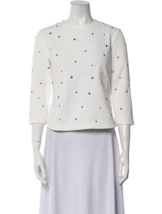 Akris Punto Polka Dot Print Crew Neck Crop Top