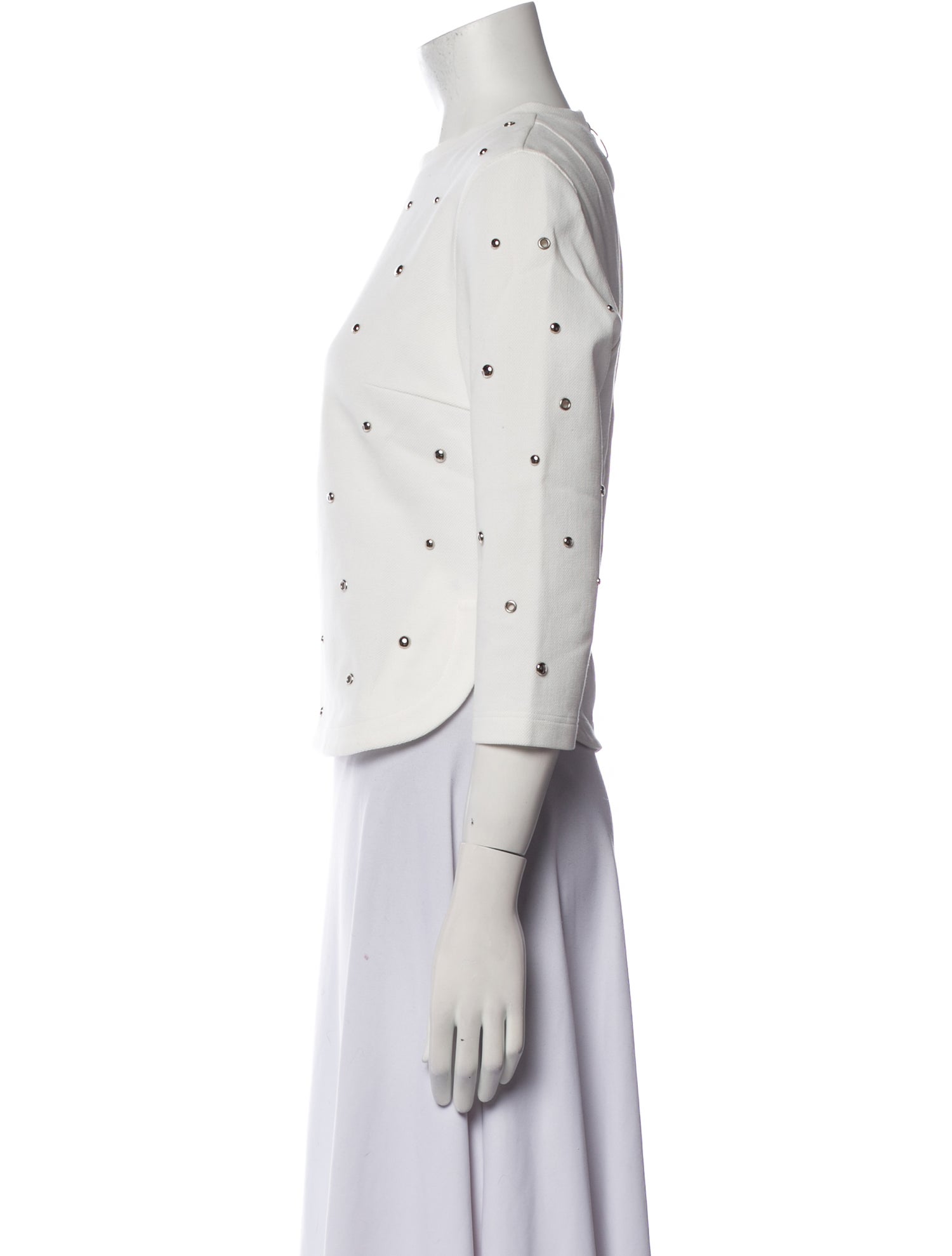 Akris Punto Polka Dot Print Crew Neck Crop Top