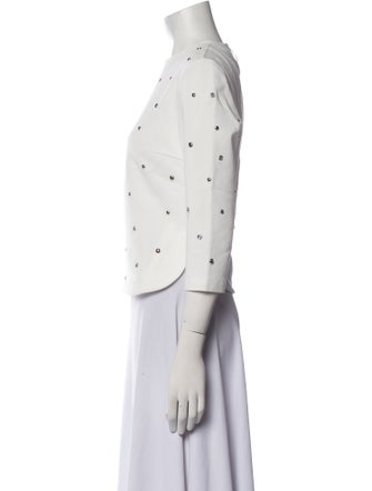 Akris Punto Polka Dot Print Crew Neck Crop Top