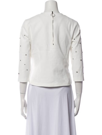 Akris Punto Polka Dot Print Crew Neck Crop Top