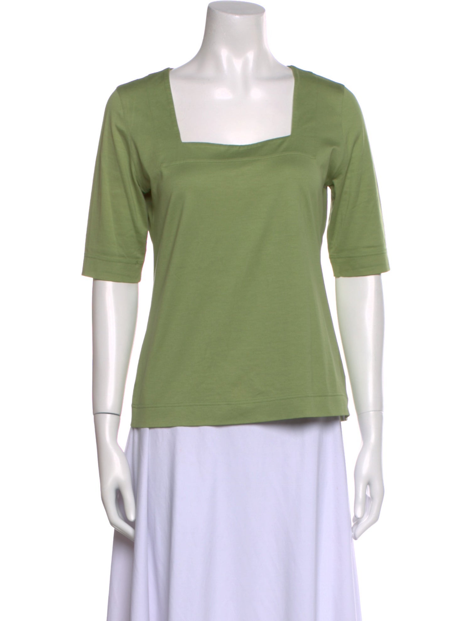 Akris Punto Square Neckline Short Sleeve Top