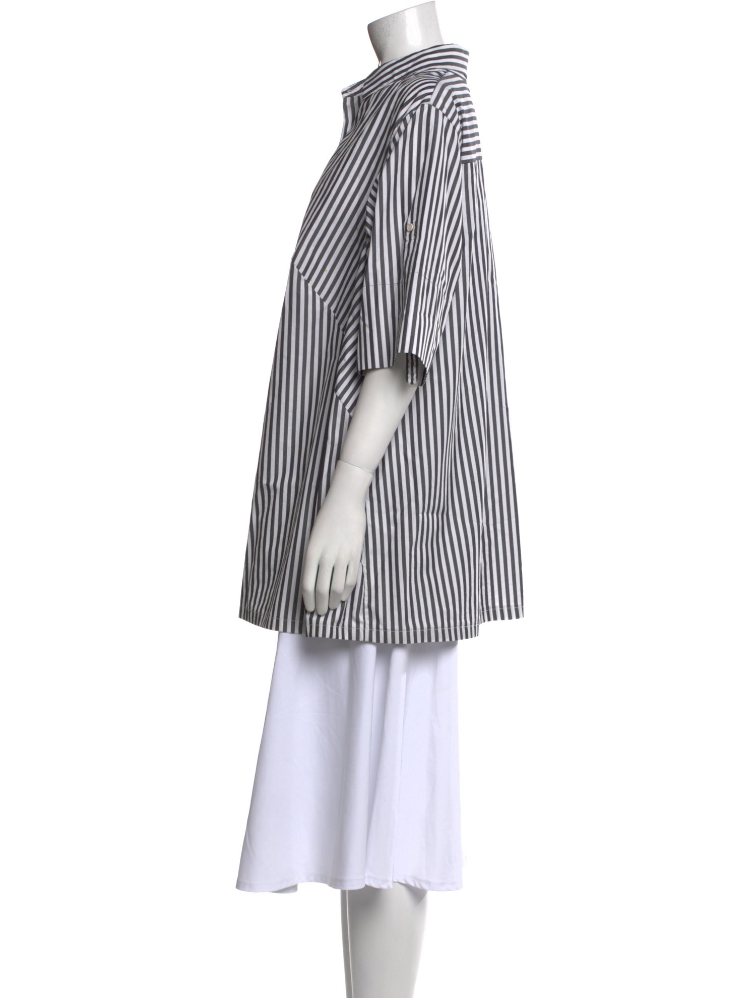 Akris Punto Striped Three-Quarter Sleeve Tunic