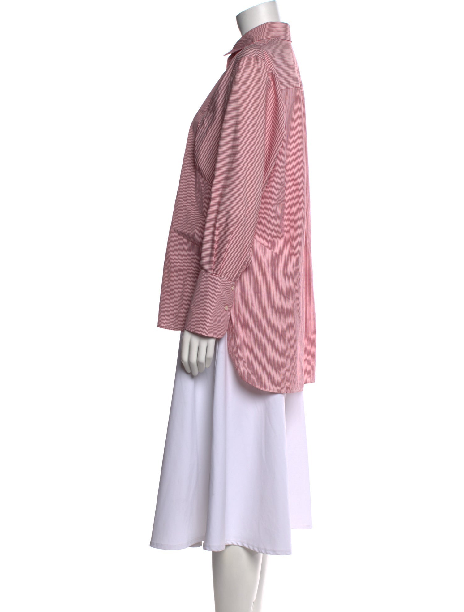 Akris Punto Striped Mock Neck Button-Up Top