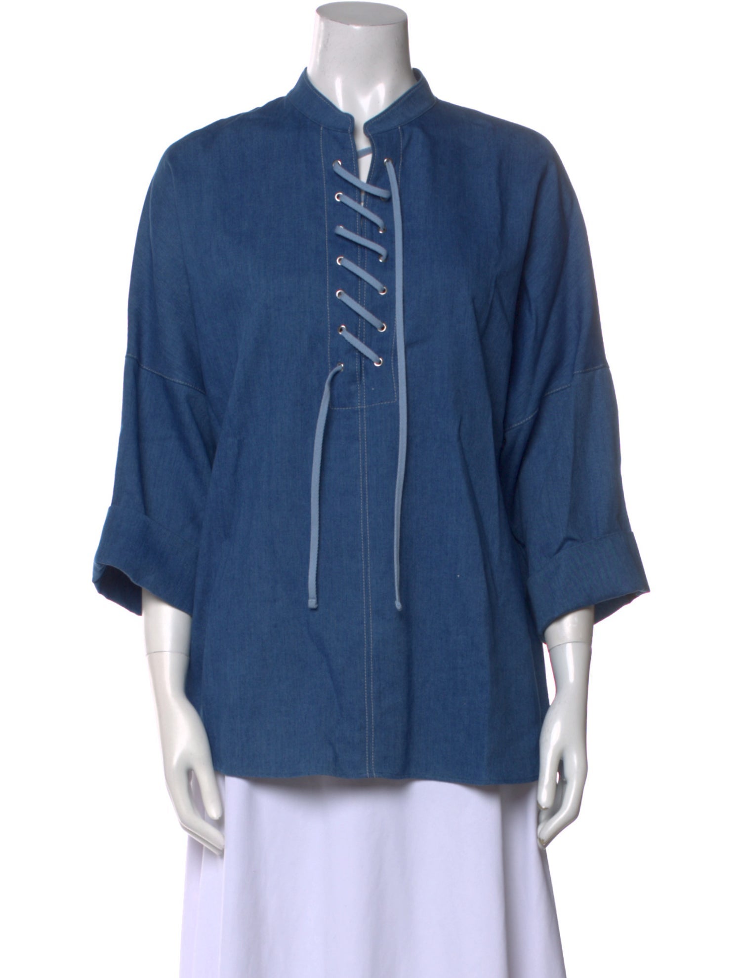 Akris Punto Mock Neck Three-Quarter Sleeve Top