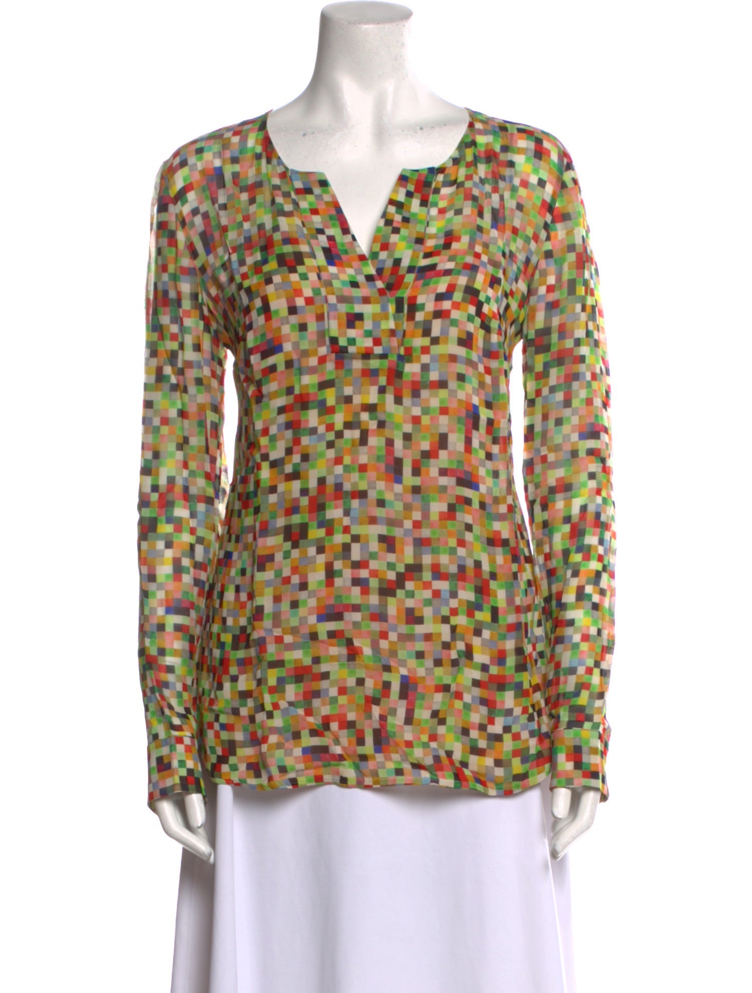 Akris Punto Printed V-Neck Blouse