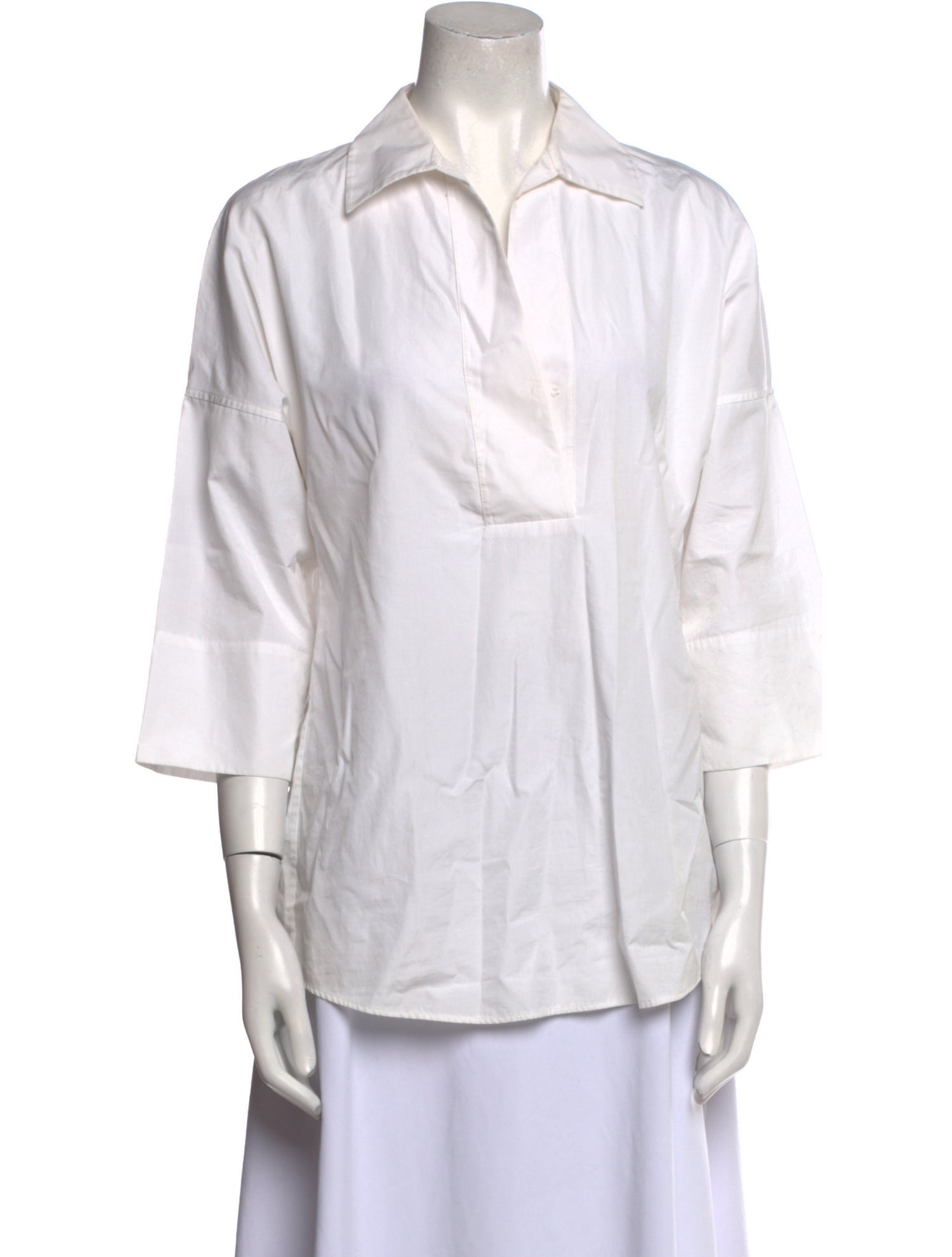 Akris Punto Three-Quarter Sleeve Button-Up Top