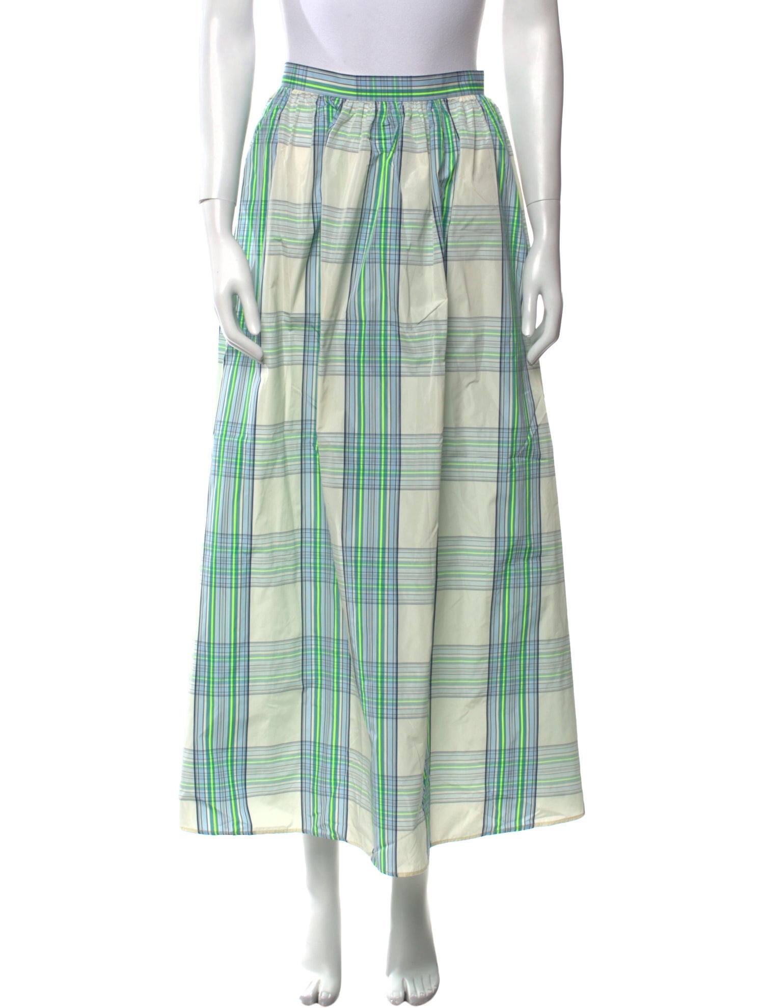 Akris Punto Plaid Print Midi Length Skirt