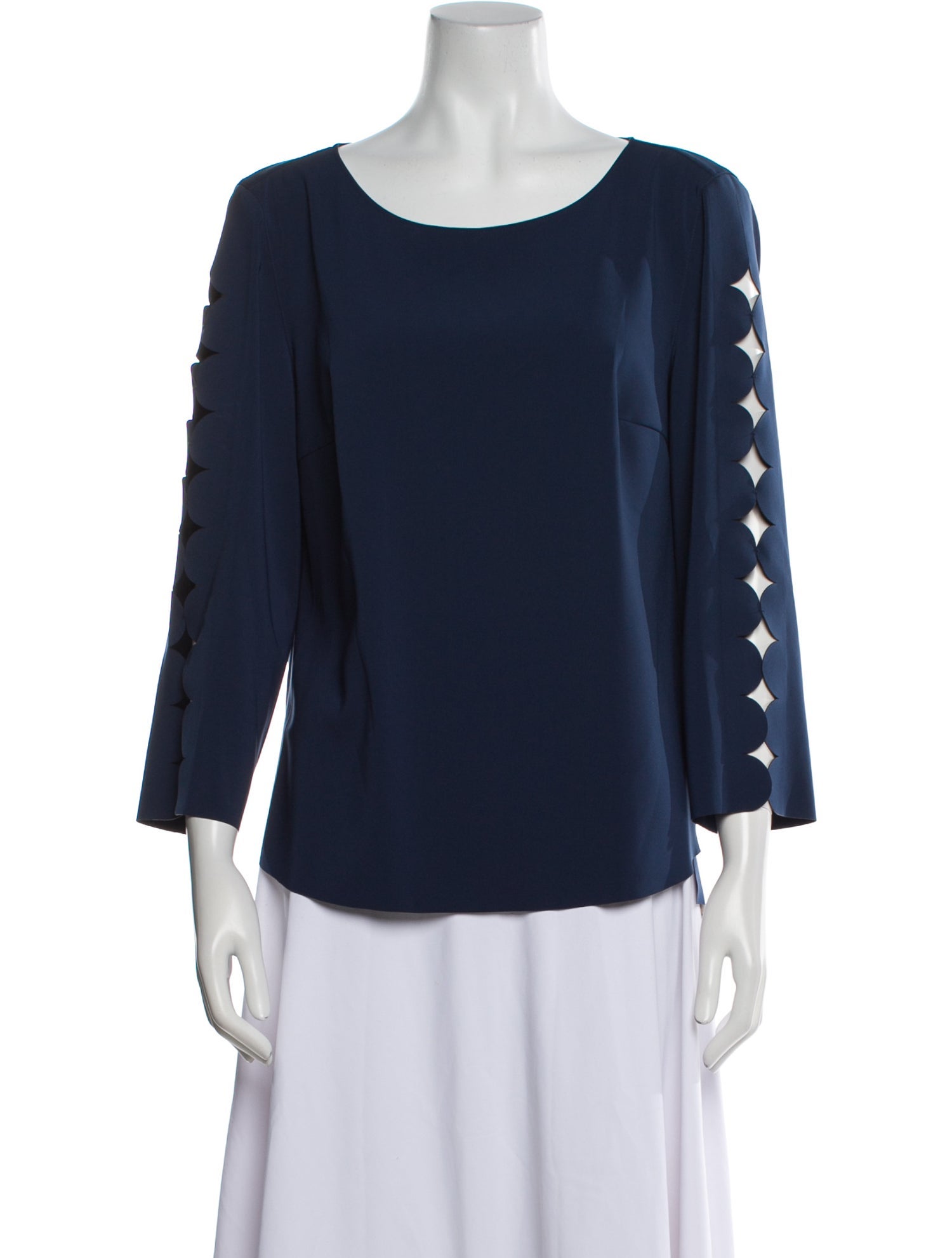 Akris Punto Scoop Neck Three-Quarter Sleeve Blouse