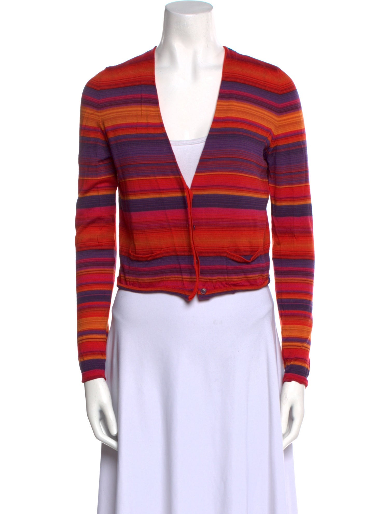 Akris Punto Striped V-Neck Sweater