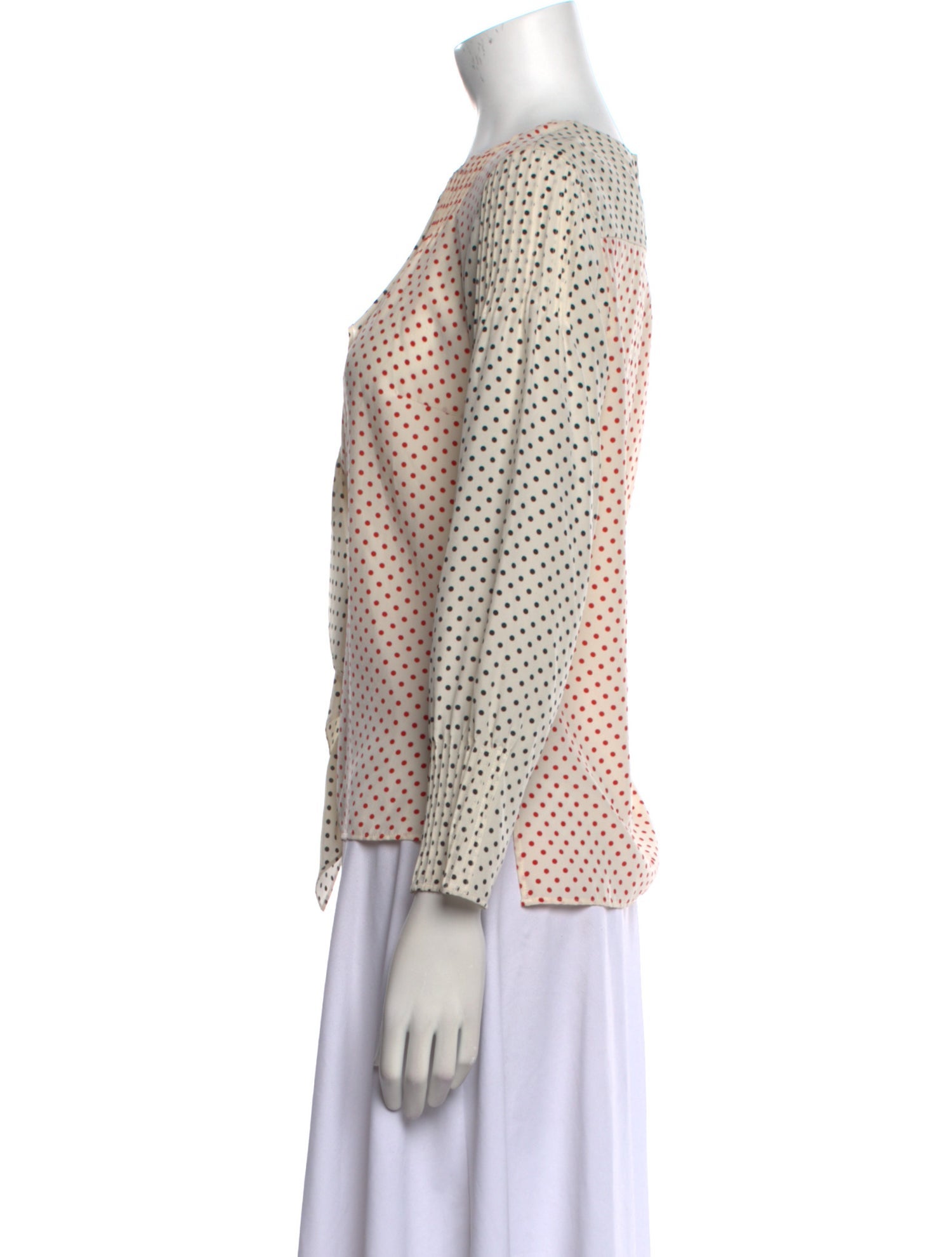 Akris Punto Silk Polka Dot Print Button-Up Top