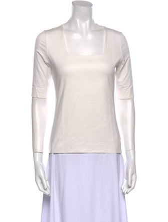 Akris Punto Square Neckline Short Sleeve Top