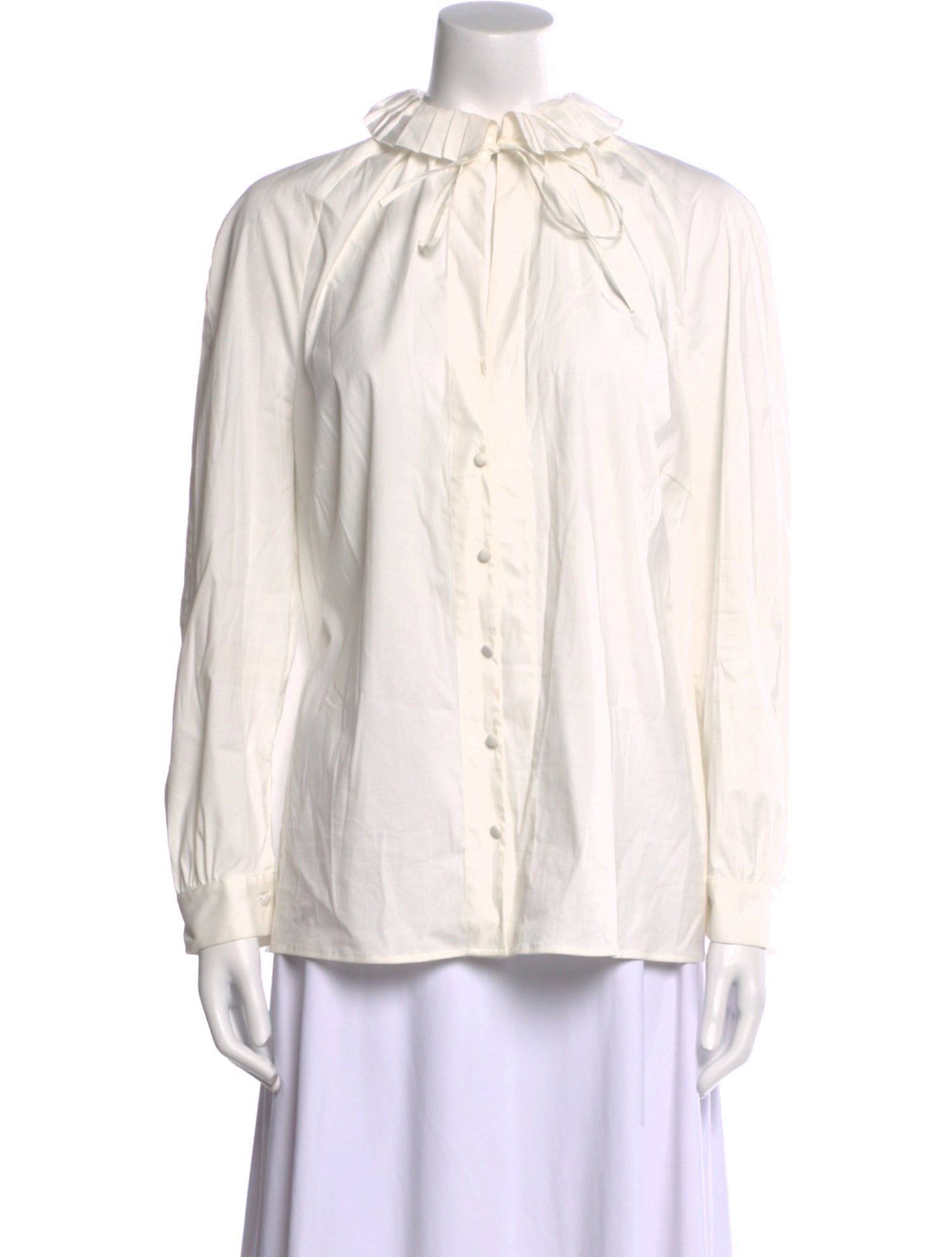 Akris Punto Mock Neck Long Sleeve Button-Up Top