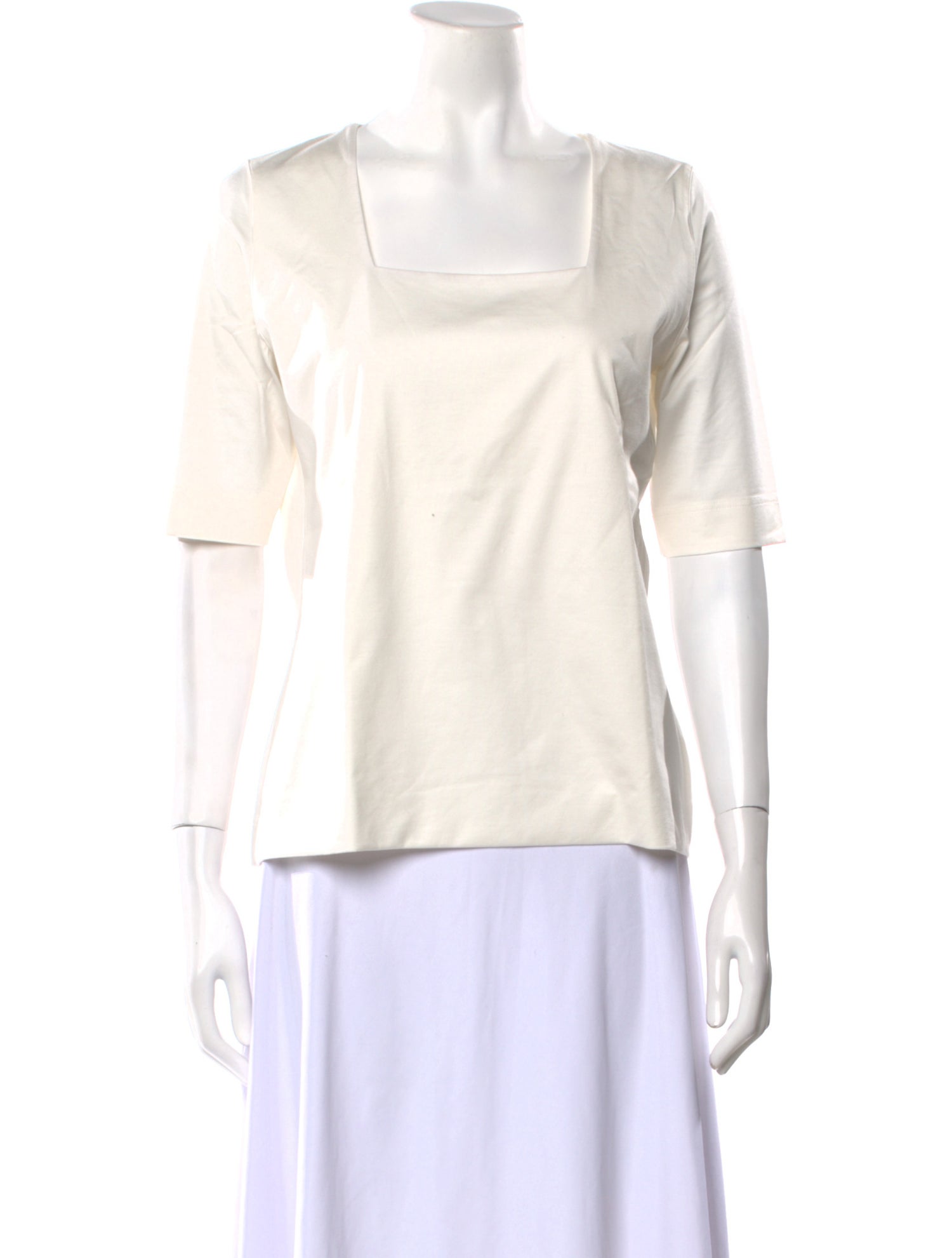 Akris Punto Square Neckline Short Sleeve Top