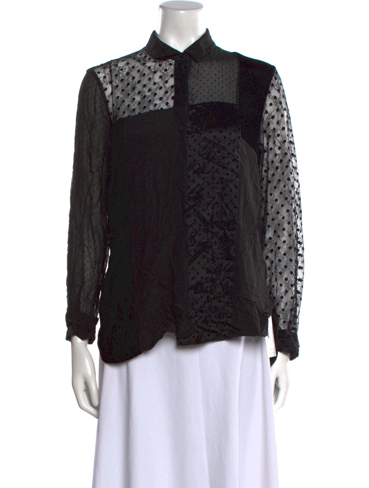 Akris Punto Nylon Lace Pattern Button-Up Top