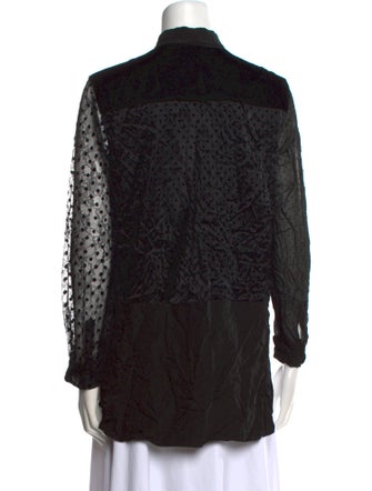 Akris Punto Nylon Lace Pattern Button-Up Top