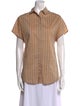 Akris Punto Striped Short Sleeve Button-Up Top
