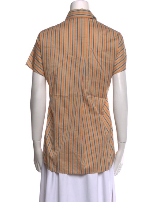 Akris Punto Striped Short Sleeve Button-Up Top