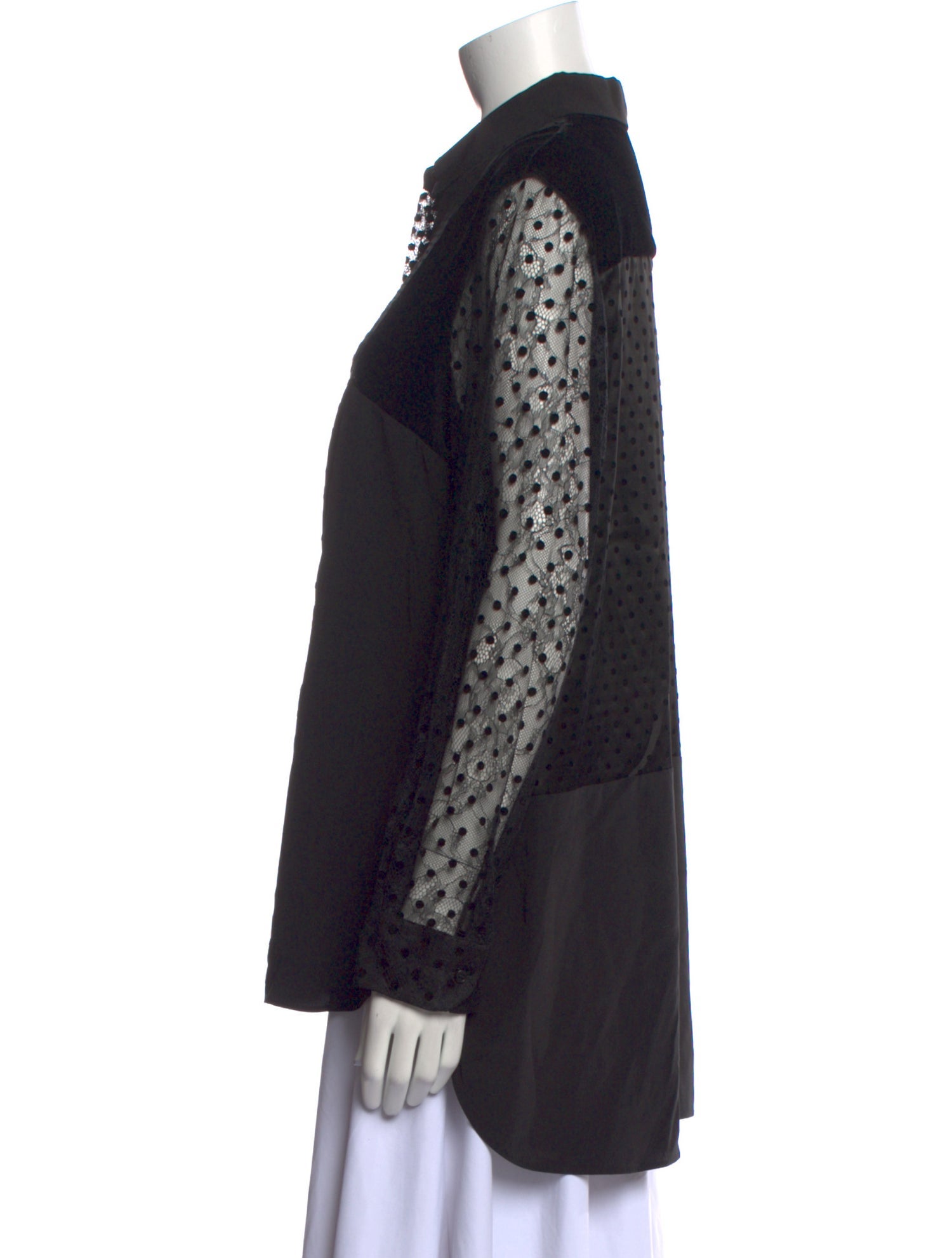 Akris Punto Lace Pattern Long Sleeve Button-Up Top