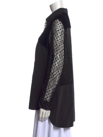 Akris Punto Lace Pattern Long Sleeve Button-Up Top