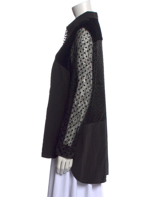 Akris Punto Lace Pattern Long Sleeve Button-Up Top