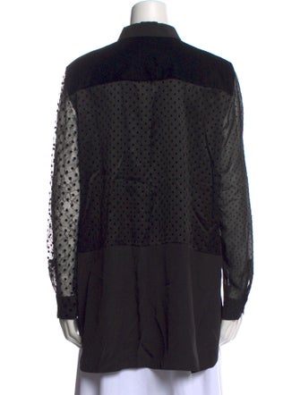 Akris Punto Lace Pattern Long Sleeve Button-Up Top