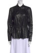 Akris Punto Lambskin Long Sleeve Button-Up Top
