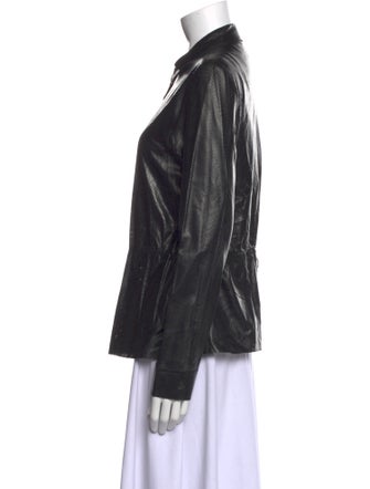 Akris Punto Lambskin Long Sleeve Button-Up Top