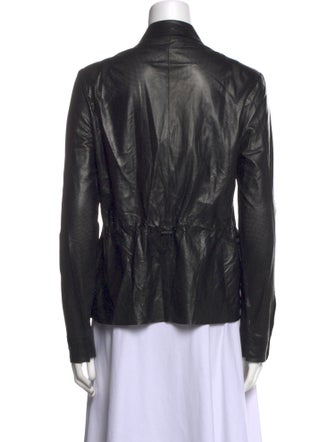Akris Punto Lambskin Long Sleeve Button-Up Top