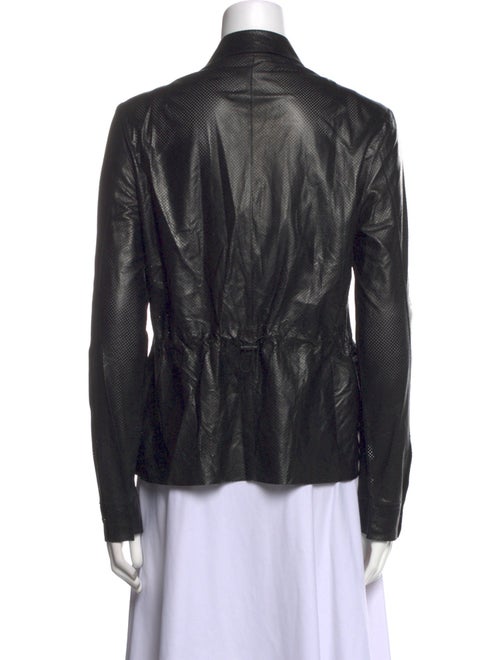 Akris Punto Lambskin Long Sleeve Button-Up Top
