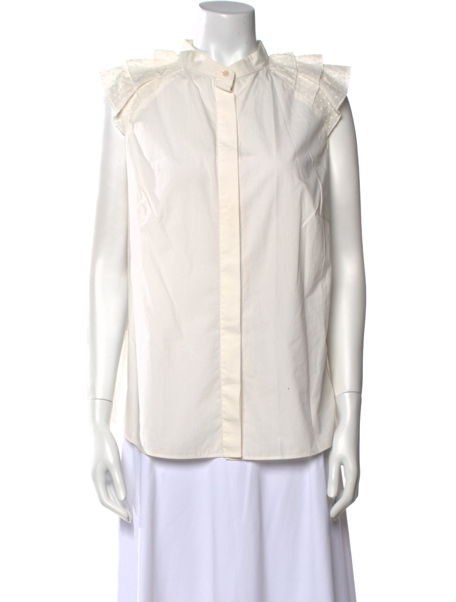 Akris Punto Mock Neck Sleeveless Button-Up Top