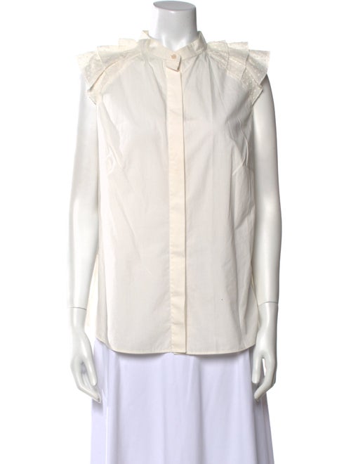 Akris Punto Mock Neck Sleeveless Button-Up Top