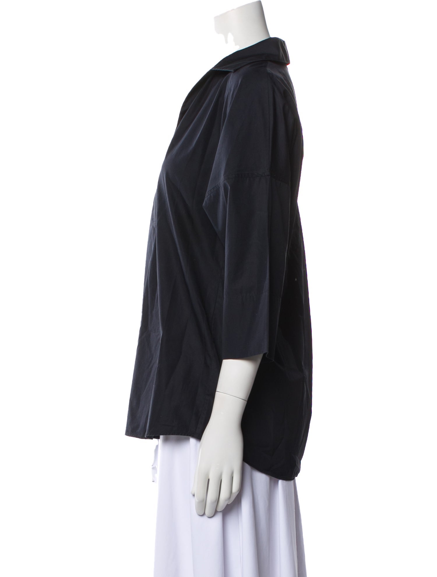 Akris Punto V-Neck Three-Quarter Sleeve Blouse