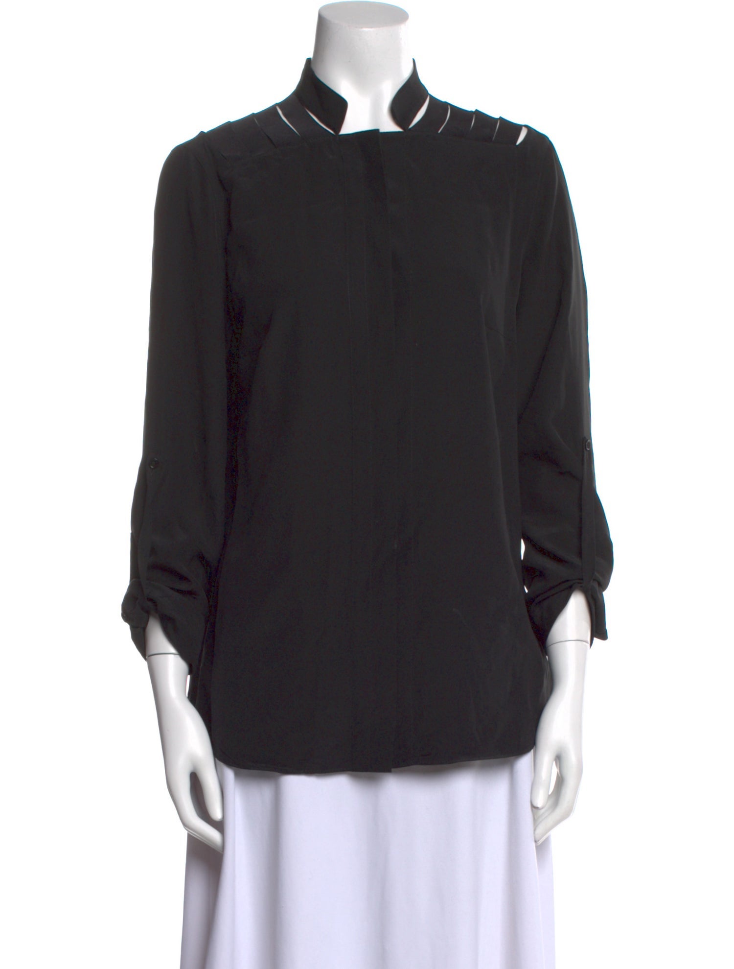 Akris Punto Silk Mock Neck Blouse