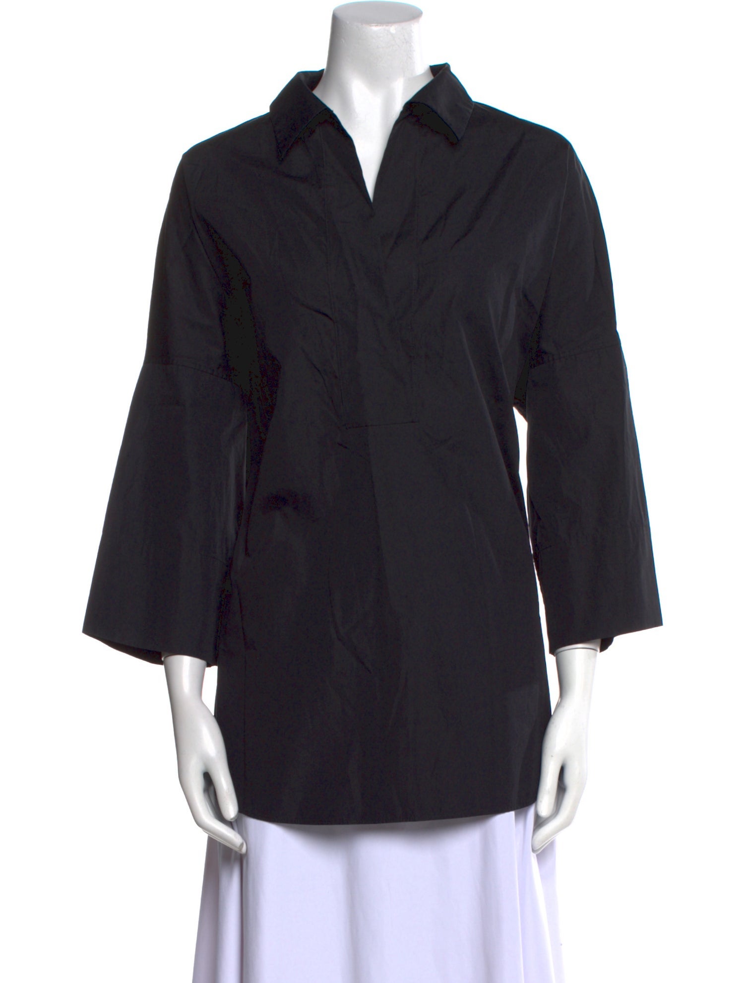 Akris Punto V-Neck Three-Quarter Sleeve Blouse