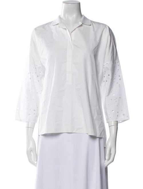 Akris Punto Three-Quarter Sleeve Button-Up Top