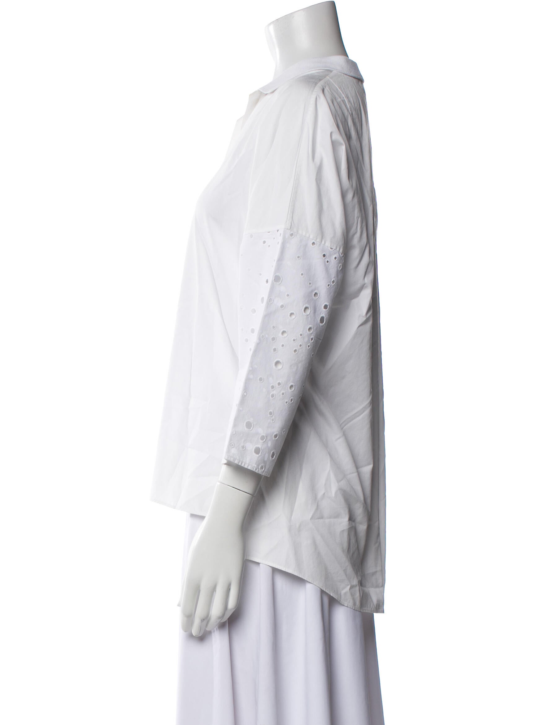 Akris Punto Three-Quarter Sleeve Button-Up Top