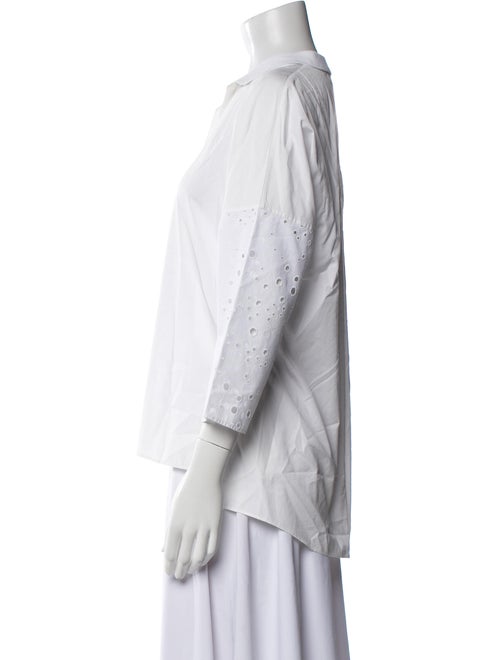 Akris Punto Three-Quarter Sleeve Button-Up Top