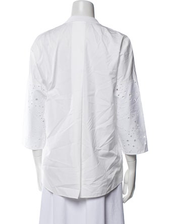 Akris Punto Three-Quarter Sleeve Button-Up Top