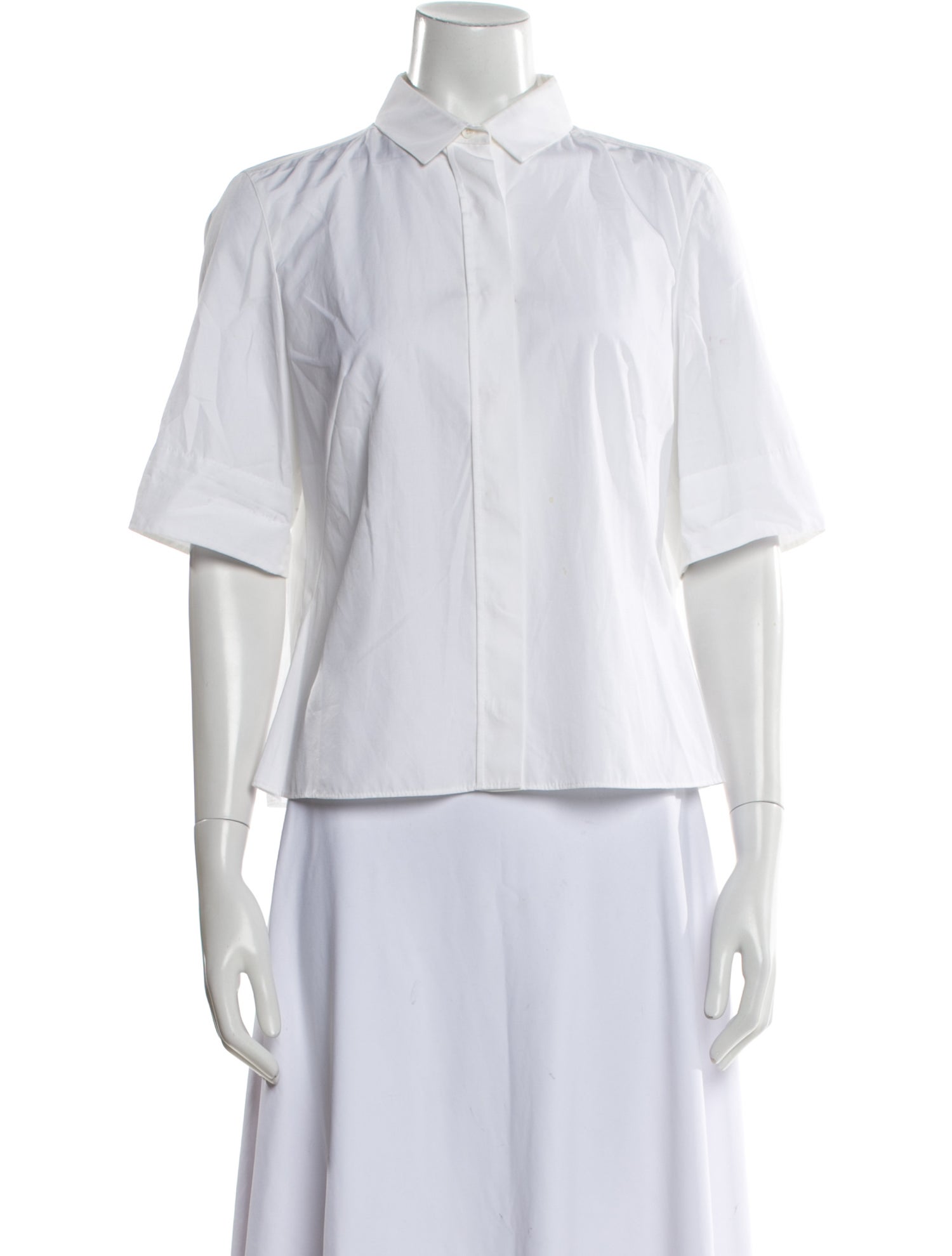 Akris Punto Three-Quarter Sleeve Button-Up Top